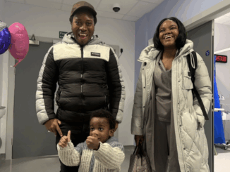 Two-year-old Jayden gives a thumbs-up before heading into surgery as the first patient at Luton & Dunstable Hospital's new Planned Surgery Centre
