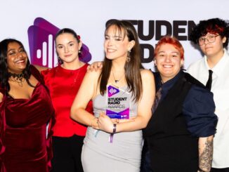 The Radio LaB team with one of their awards.